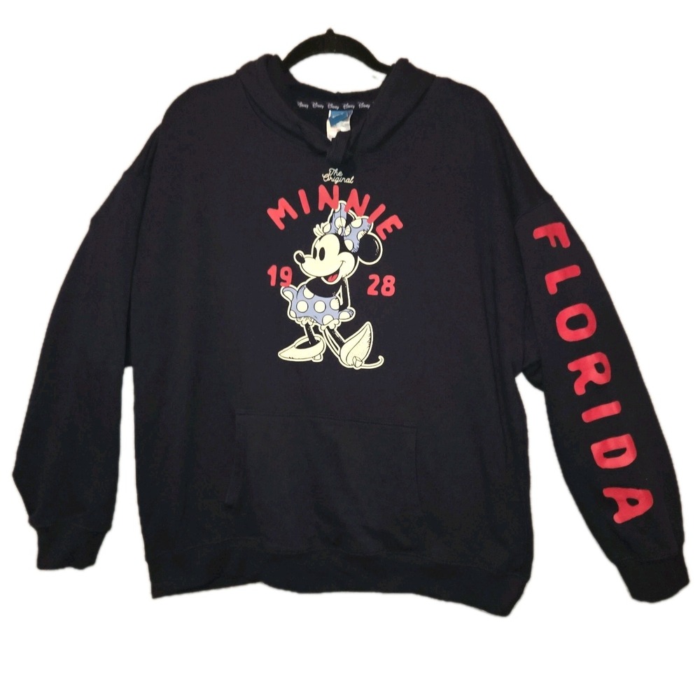 Disney Minnie Mouse Hoodie Womens 2XL Sweatshirt Navy Blue Florida 1928 Pullover